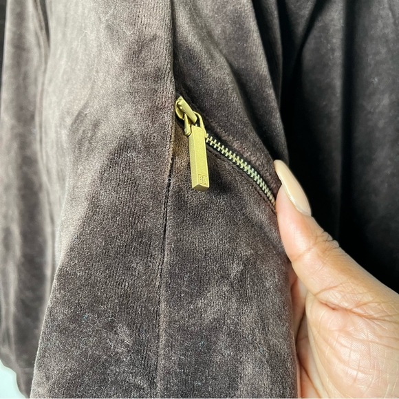Lauren Ralph Lauren Women Velour Jacket Large Brown Full Zip Pockets y2k‎ - Picture 3 of 10